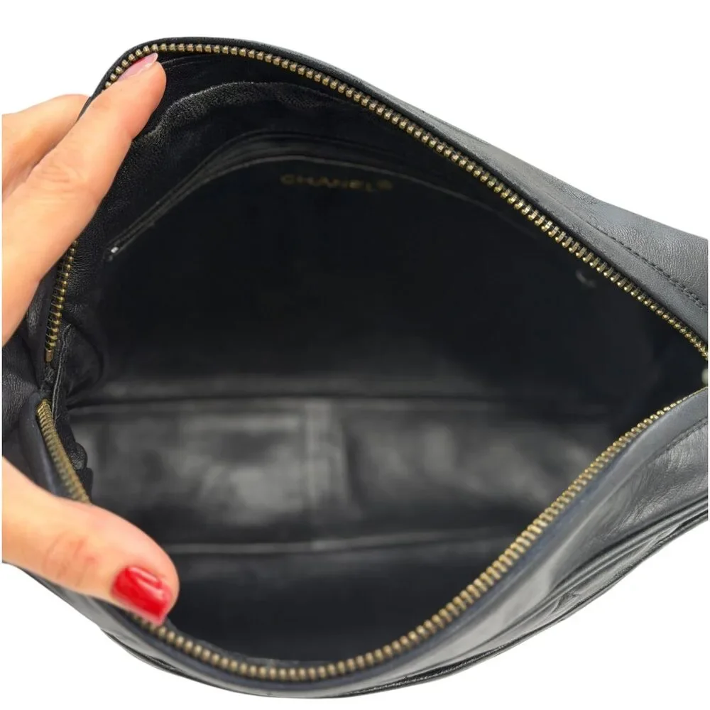 CHANEL Black Quilted Lambskin Large Tassel Camera Bag